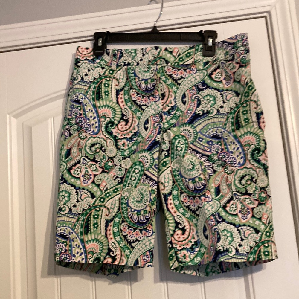 Paisley Print Shorts in Green and Pink